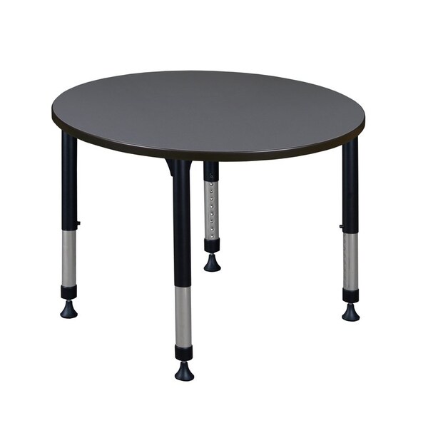 Kee Tables > Height Adjustable > Round Classroom Tables, 36 W, 36 L, 23-34 H, Wood|Metal, Grey - TB36RNDGYAPBK