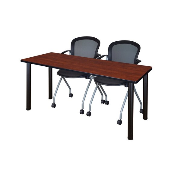 Kee Rectangle Tables > Training Tables > Kee Table & Chair Sets, 60 W, 24 L, 29 H, Cherry - MT6024CHBPBK23BK