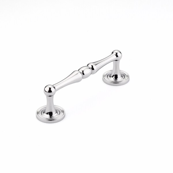 Schaub 4in Center to Center Atherton Knurled Cabinet Pull Polished Chrome Finish - 576-26