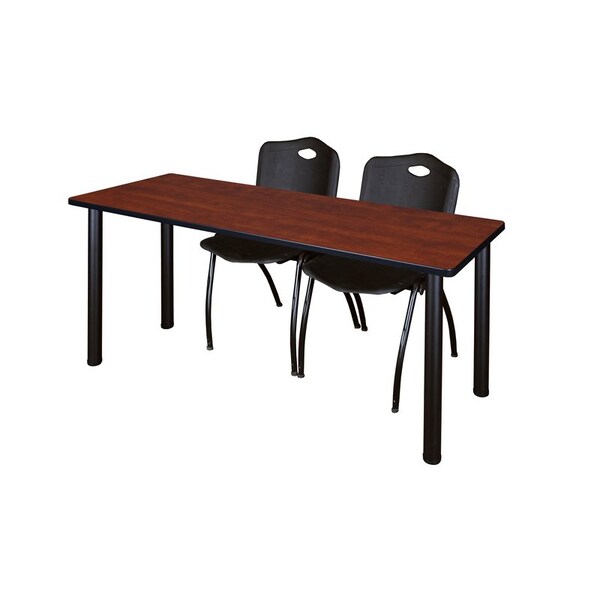 Kee Rectangle Tables > Training Tables > Kee Table & Chair Sets, 60 W, 24 L, 29 H, Cherry - MT6024CHBPBK47BK