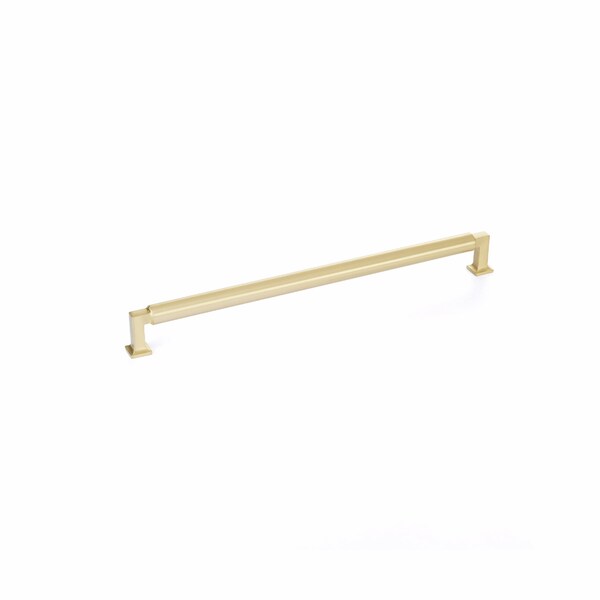 Schaub 12in Center to Center Haniburton Cabinet Pull Satin Brass Finish - 481-SB