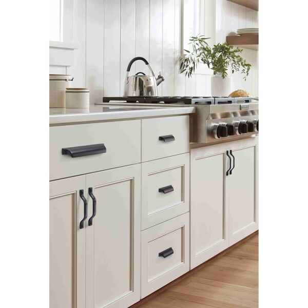 Amerock Jolene 3-3/4 in 96 mm Center-to-Center Matte Black Cabinet Cup Pull - BP452396MB