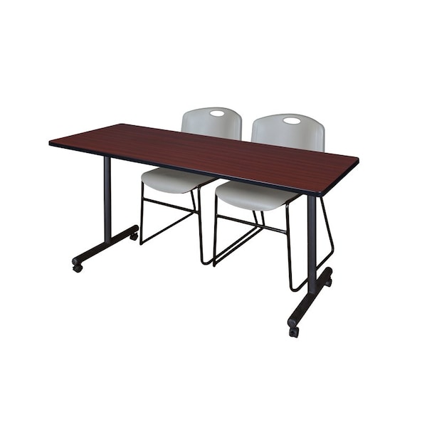 Kobe Rectangle Mobile table, 66" W, 29" H, Laminate Top, Mahogany - MKTRCC6624MH44GY