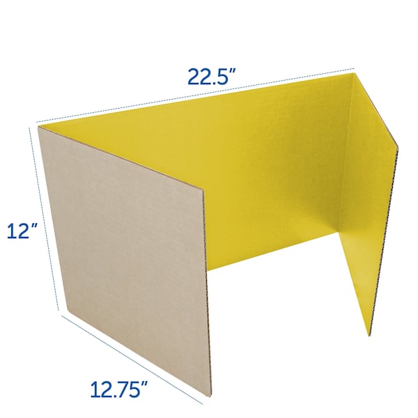 Flipside 12in X 48in  Yellow Corrugated Study Carrel 5/32in, 12PK - 60053-12