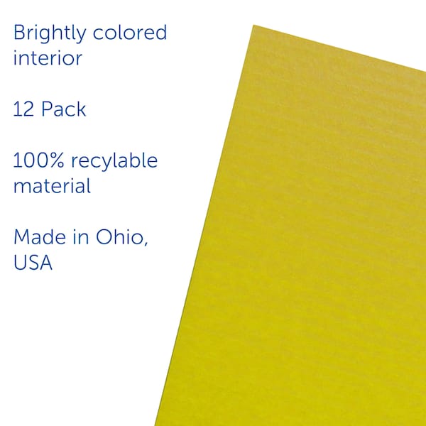 Flipside 12in X 48in  Yellow Corrugated Study Carrel 5/32in, 12PK - 60053-12