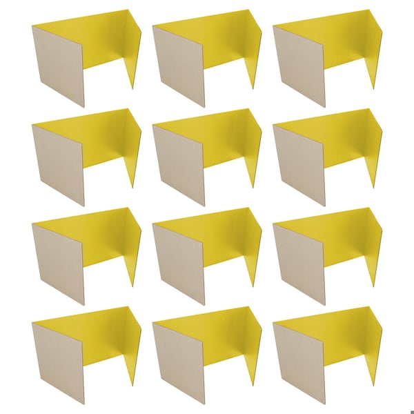 Flipside 12in X 48in  Yellow Corrugated Study Carrel 5/32in, 12PK - 60053-12