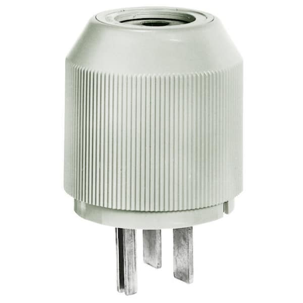 Bryant Straight Blade Devices, Male Plug, HD, Straight, 30A 250V, 2-Pole 3-Wire Grounding, 6-30P, Gray - 9630NP