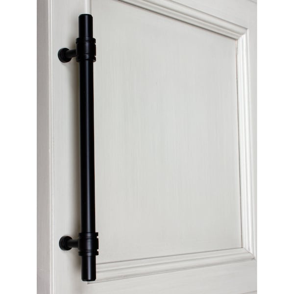 Gliderite Hardware 6-1/4 in. Center to Center Matte Black Barrel Ring Bar Pull - 4340-160-MB, 25PK - 4340-160-MB-25
