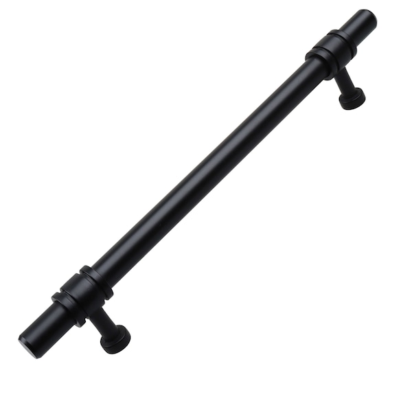 Gliderite Hardware 6-1/4 in. Center to Center Matte Black Barrel Ring Bar Pull - 4340-160-MB, 25PK - 4340-160-MB-25