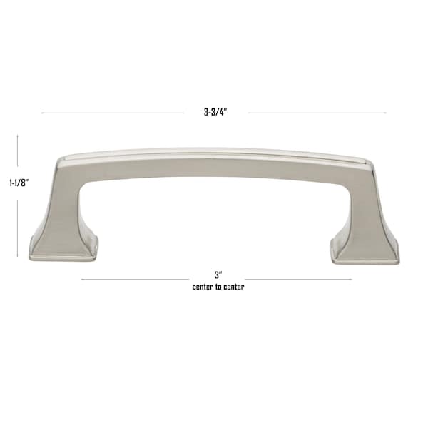 Gliderite Hardware 3 in. Center to Center Classic Base Pull Cabinet Hardware Handle - 87380-SN, 5PK - 87380-SN-5