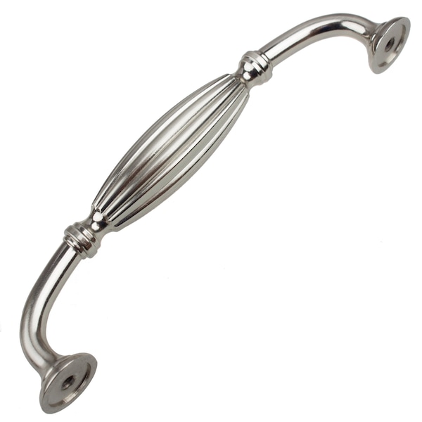 Gliderite Hardware 5 in. Center to Center Satin Nickel Fluted Cabinet Pull - 4046-SN, 10PK - 4046-SN-10