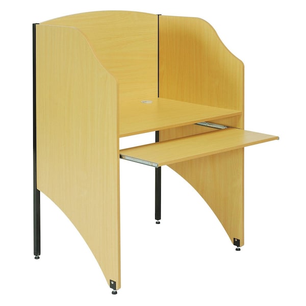 Global Industrial Single Privacy Study Carrel, Teak, 32-3/4inW x 24-1/2inD x 48inH - 250771
