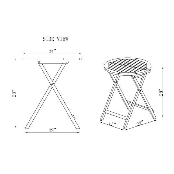 Alaterre Furniture Cabot Folding Table and Chair Set - Round Table and 2 Chairs - ANBT01ANO
