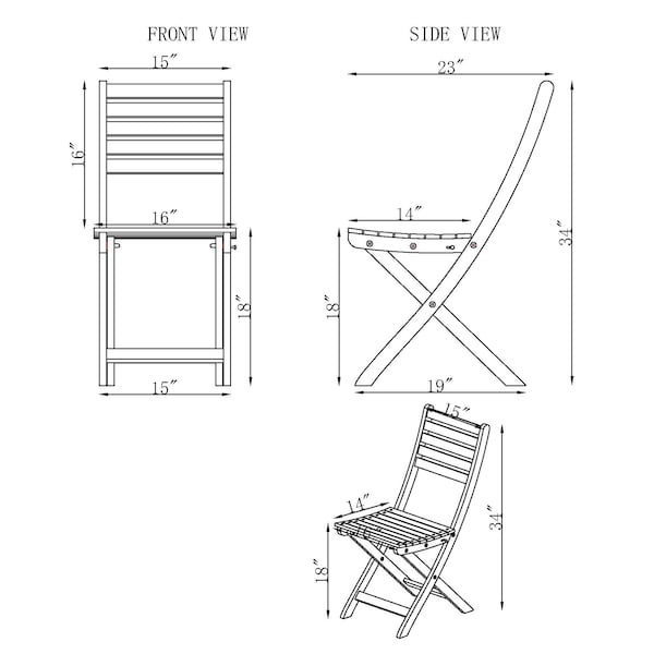 Alaterre Furniture Cabot Folding Table and Chair Set - Round Table and 2 Chairs - ANBT01ANO