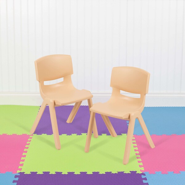 Flash Furniture Natural Plastic Stackable School Chair with 12" Seat Height, PK2 - 2-YU-YCX-001-NAT-GG