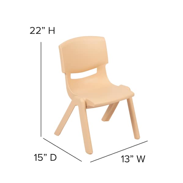 Flash Furniture Natural Plastic Stackable School Chair with 12" Seat Height, PK2 - 2-YU-YCX-001-NAT-GG
