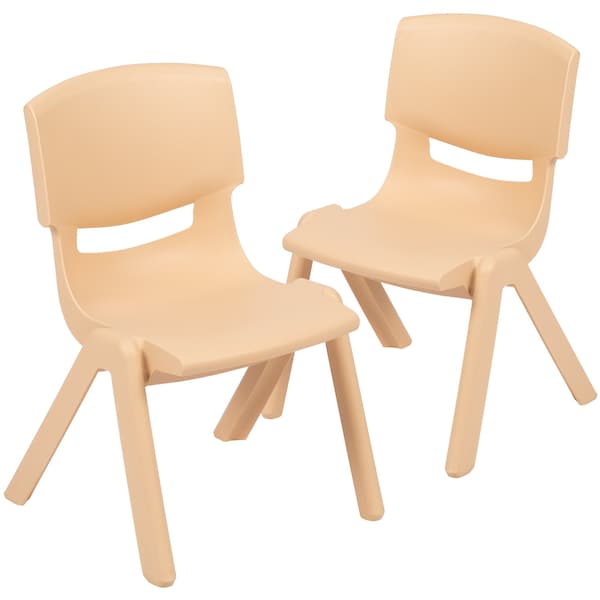 Flash Furniture Natural Plastic Stackable School Chair with 12" Seat Height, PK2 - 2-YU-YCX-001-NAT-GG