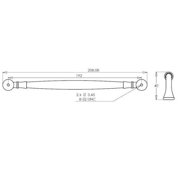 Richelieu 7 9/16 in (192 mm) Center-to-Center Matte Black Traditional Drawer Pull - BP790192900