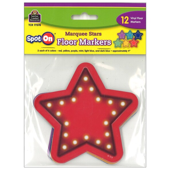 Teacher Created Resources Marquee Stars Spot On Vinyl Floor Markers, PK12 - TCR77378