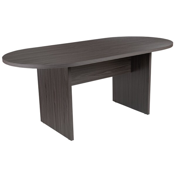 Flash Furniture Oval 35" W, 72" L, 29.5" H, Laminate Top, Grey - BLN-6GCGRYX000-BK-GG