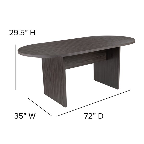 Flash Furniture Oval 35" W, 72" L, 29.5" H, Laminate Top, Grey - BLN-6GCGRYX000-BK-GG