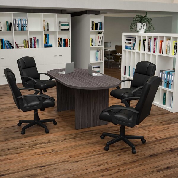 Flash Furniture Oval 35" W, 72" L, 29.5" H, Laminate Top, Grey - BLN-6GCGRYX000-BK-GG