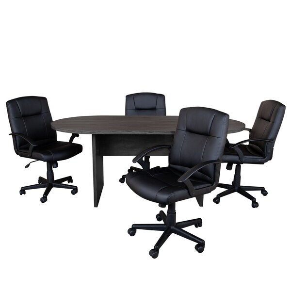 Flash Furniture Oval 35" W, 72" L, 29.5" H, Laminate Top, Grey - BLN-6GCGRYX000-BK-GG