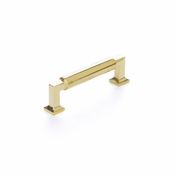 Schaub 3-1/2in Center to Center Haniburton Cabinet Pull Unlacquered Brass Finish - 477-UNBR