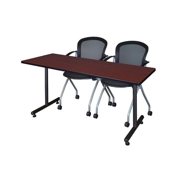 Kobe Rectangle Tables > Training Tables > Kobe Training Table & Chair Sets, 60 W, 24 L, 29 H, Mahogany - MKTRCT6024MH23BK