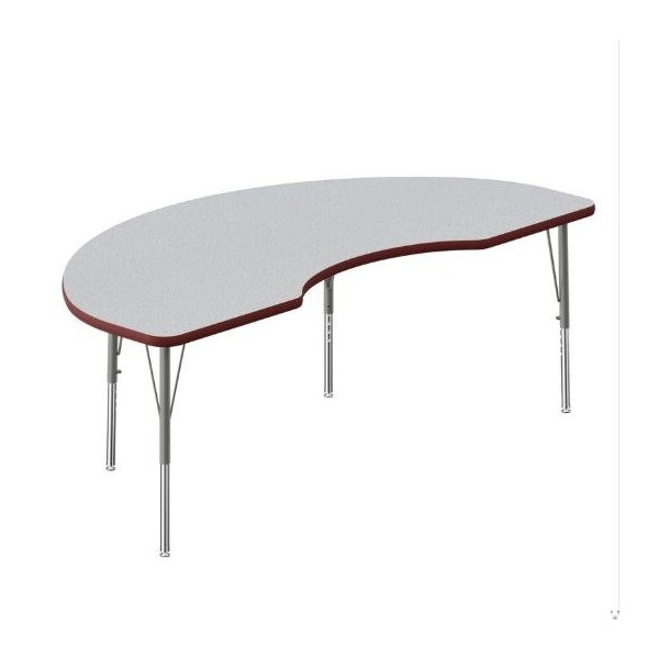 Correll Kidney HPL Activity Table, 72 in W, 36 in L, 19 in to 29 in H, Particleboard, Gray Granite - A3672-KID-15-14-35