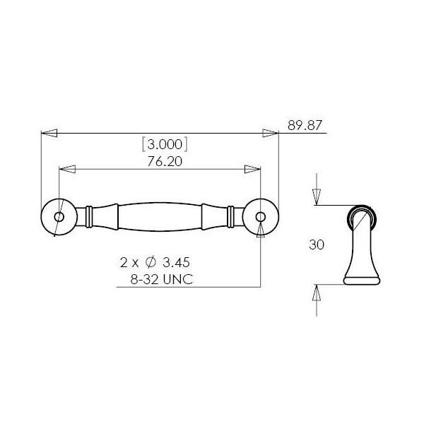 Richelieu 3 in. (76 mm) Center-to-Center Brushed Nickel Traditional Drawer Pull - BP79076195