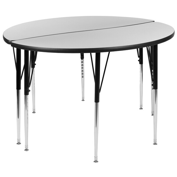 Flash Furniture Round 47.5 W, 48 L, 30.25 H, Chrome, Laminate, Particleboard, Steel, Grey - XU-GRP-A48-HCIRC-GY-T-A-GG