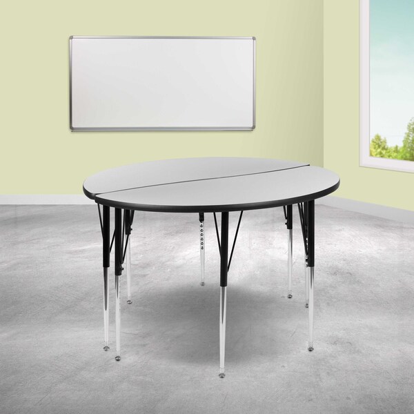 Flash Furniture Round 47.5 W, 48 L, 30.25 H, Chrome, Laminate, Particleboard, Steel, Grey - XU-GRP-A48-HCIRC-GY-T-A-GG