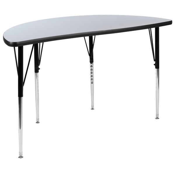 Flash Furniture Round 47.5 W, 48 L, 30.25 H, Chrome, Laminate, Particleboard, Steel, Grey - XU-GRP-A48-HCIRC-GY-T-A-GG