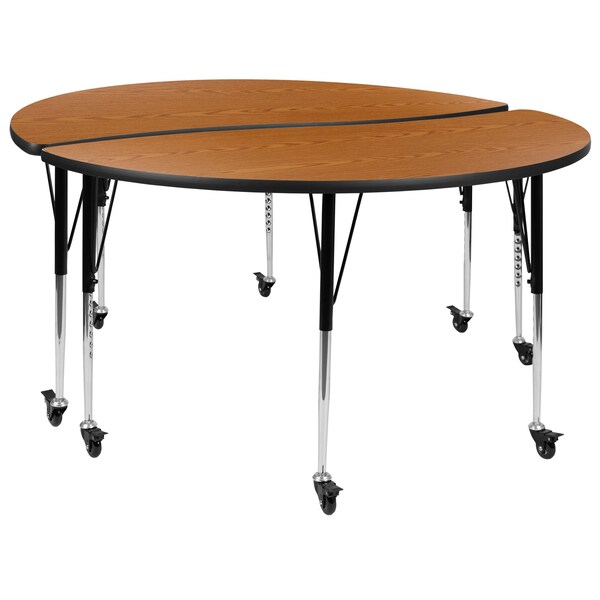 Flash Furniture Round 60 W, 60 L, 30 H, Chrome, Laminate, Particleboard, Steel, Wood Grain - XU-GRP-A60-HCIRC-OAK-T-A-CAS-GG