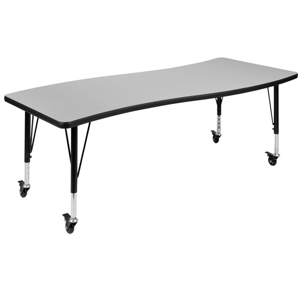 Flash Furniture Rectangle 26 W, 60 L, 25 H, Chrome, Laminate, Particleboard, Steel, Grey - XU-A3060-CON-GY-T-P-CAS-GG