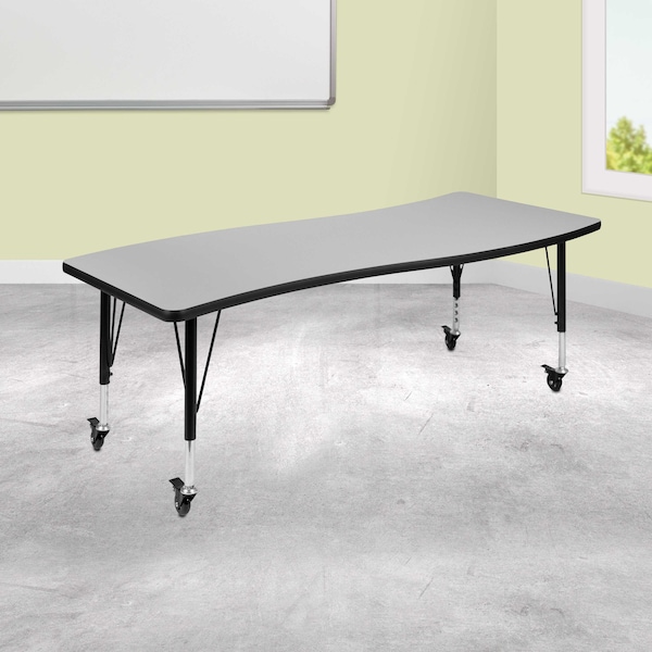 Flash Furniture Rectangle 26 W, 60 L, 25 H, Chrome, Laminate, Particleboard, Steel, Grey - XU-A3060-CON-GY-T-P-CAS-GG