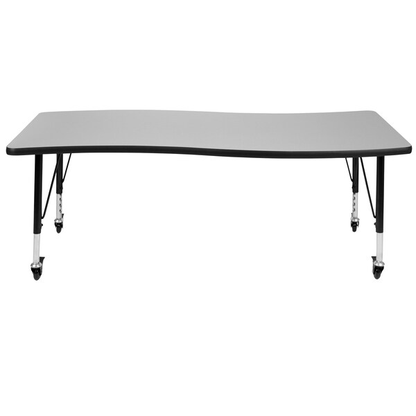 Flash Furniture Rectangle 26 W, 60 L, 25 H, Chrome, Laminate, Particleboard, Steel, Grey - XU-A3060-CON-GY-T-P-CAS-GG