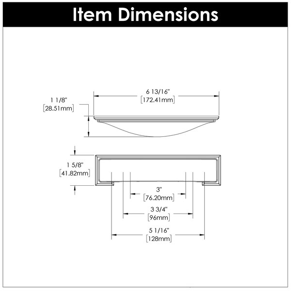 Hickory Hardware Dover Collection Cup Pull 3 Inch, 3-3/4 Inch 96mm & 5-1/16 Inch 128mm - H078775SN