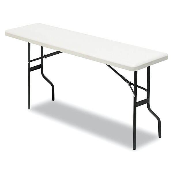 Iceberg Rectangle Folding Table, 60" W, 18" L, 29" H, Platinum Top, Blow-Molded High-Density Polyethylene - 65353