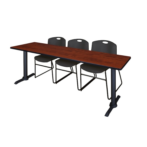 Cain Rectangle Tables > Training Tables > Cain Training Table & Chair Sets, 84 W, 24 L, 29 H, Cherry - MTRCT8424CH44BK