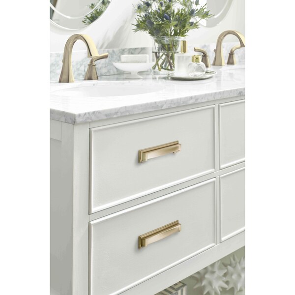 Amerock Appoint 5-1/16 in & 6-5/16 in 128 mm & 160 mm Center-to-Center Golden Champagne Cabinet Cup Pull - BP36763BBZ