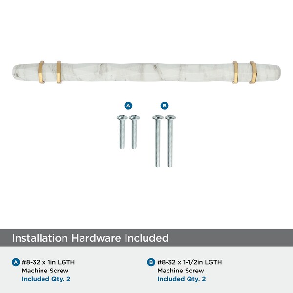 Amerock Carrione 6-5/16 inch 160mm Center-to-Center Marble White/Champagne Bronze Cabinet Pull - BP36650MWCZ