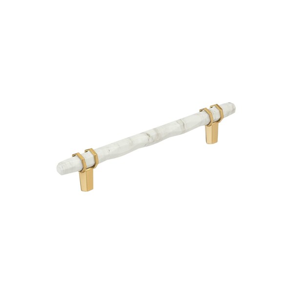 Amerock Carrione 6-5/16 inch 160mm Center-to-Center Marble White/Champagne Bronze Cabinet Pull - BP36650MWCZ