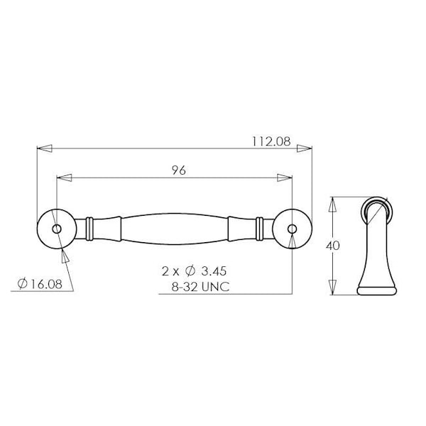 Richelieu 3 3/4 in (96 mm) Center-to-Center Matte Black Traditional Drawer Pull - BP79096900