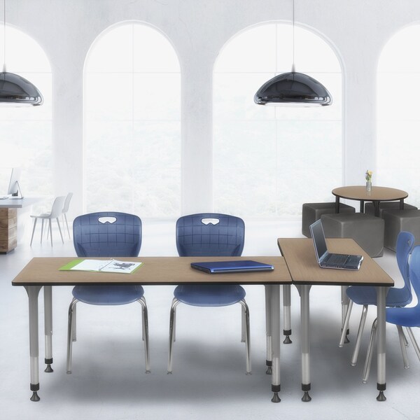 Regency Kee Adjustable Classroom Table W/ 2 Andy Stack Chairs, 66 in W, 24 in L, Noble Oak - MT6624NOAPGY40NV