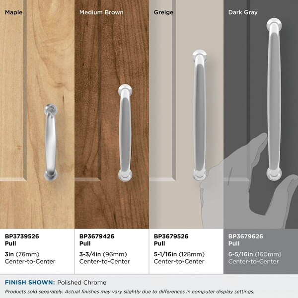Amerock Renown 6-5/16 in 160 mm Center-to-Center Polished Chrome Cabinet Pull - BP3679626