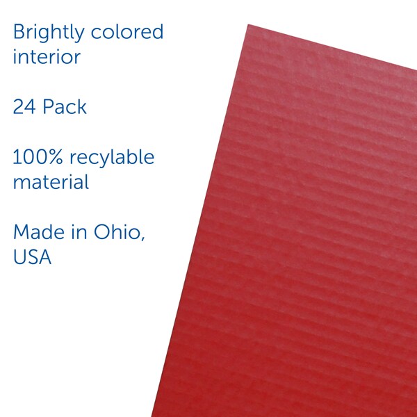 Flipside 12in X 48in Red Corrugated Study Carrel 5/32in, 24PK - 60049-24