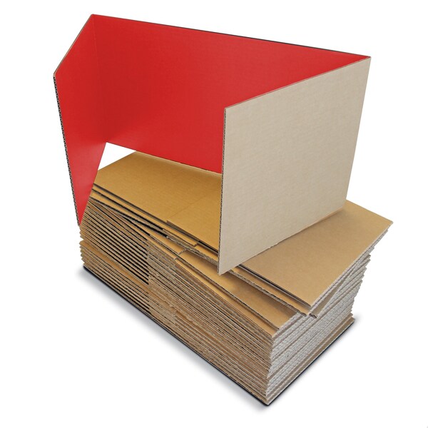 Flipside 12in X 48in Red Corrugated Study Carrel 5/32in, 24PK - 60049-24