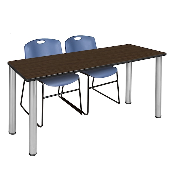 Regency Kee Training Table W/ 2 Zeng Chairs, 66 in W, 24 in L, Neo Walnut - MT6624NWBPCM44BE